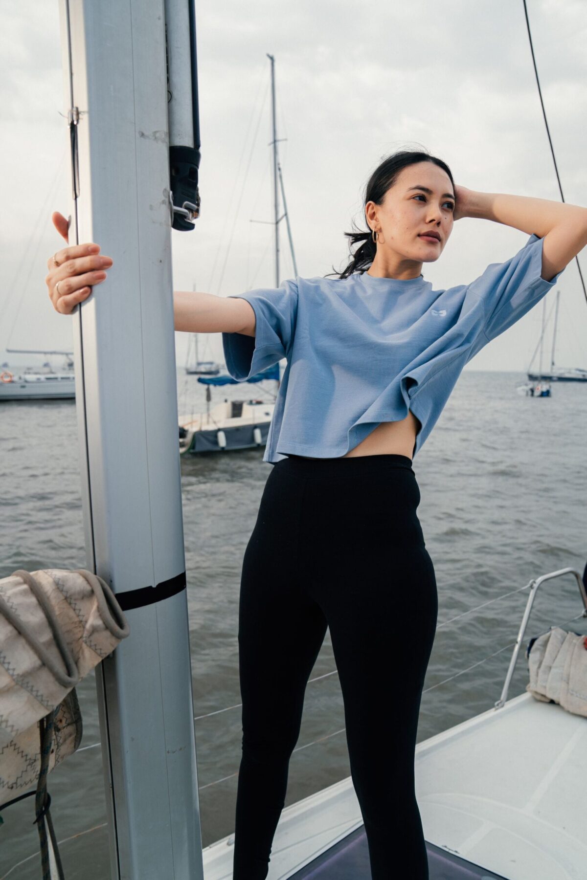 ORGANIC COTTON CROP TOP WITH SKY BLUE - Image 2