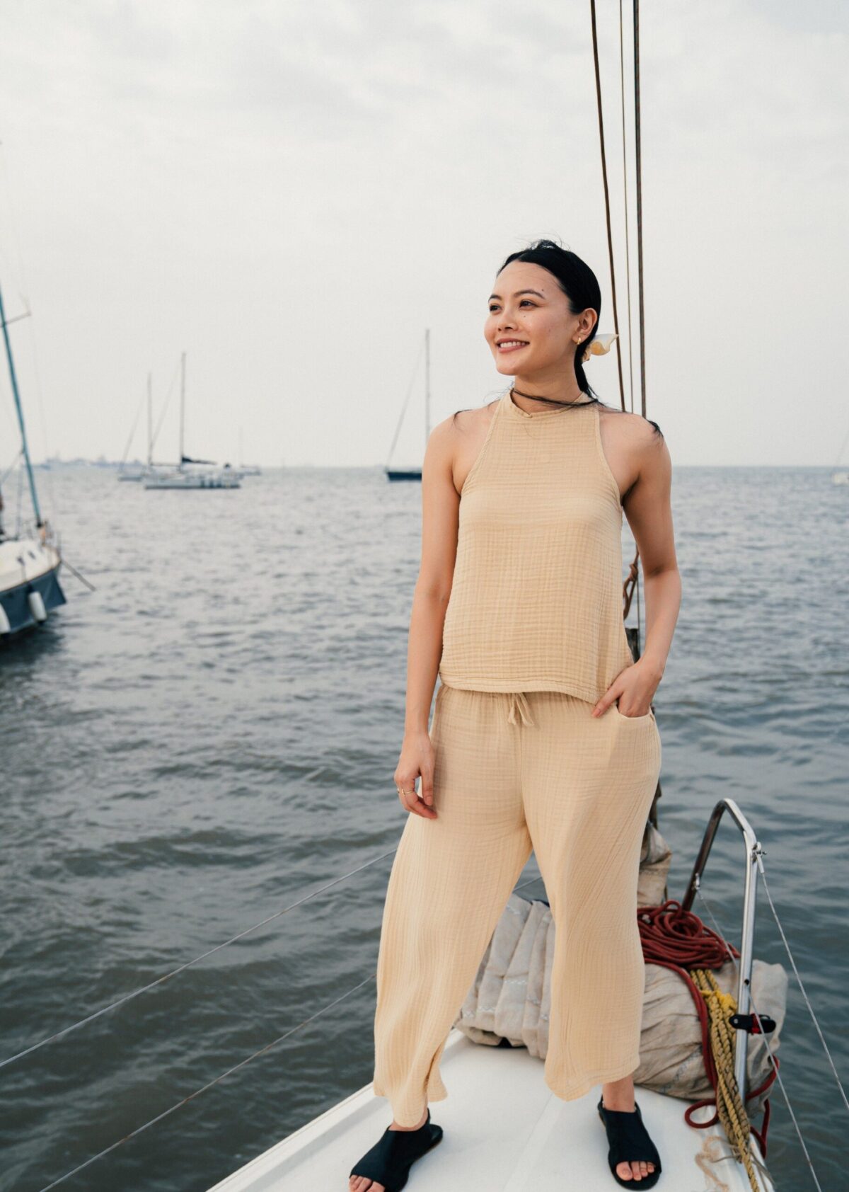 Woven, Muslin, Organic, Sleeveless Top - Image 2