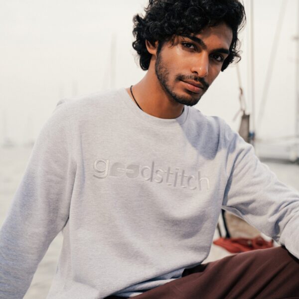 BCI Cotton Embroidered Sweat Shirt Grey