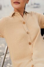 ORGANIC COTTON WOVEN DRESS with Beige Color - Image 2
