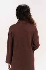 ORGANIC COTTON HIGH COLLARED LONG SWEAT DRESS with French Rosil Color - Image 2