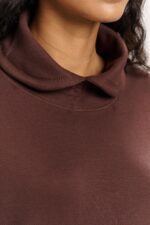 ORGANIC COTTON HIGH COLLARED LONG SWEAT DRESS with French Rosil Color - Image 3