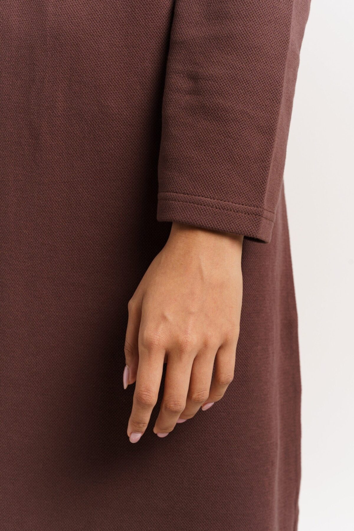 ORGANIC COTTON HIGH COLLARED LONG SWEAT DRESS with French Rosil Color - Image 4