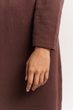 ORGANIC COTTON HIGH COLLARED LONG SWEAT DRESS with French Rosil Color - Image 4