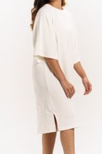 ORGANIC COTTON WAFFLE KNIT LOOSE DRESS with Parchment - Image 4