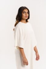 ORGANIC COTTON WAFFLE KNIT LOOSE DRESS with Parchment - Image 5