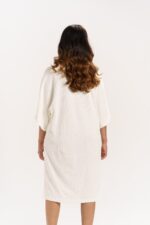 ORGANIC COTTON WAFFLE KNIT LOOSE DRESS with Parchment - Image 6