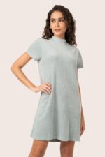 Terry Knit T shirt Dress with Abacuss Color - Image 2