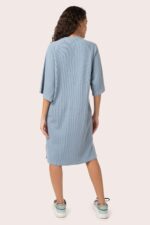 ORGANIC COTTON WAFFLE KNIT LOOSE DRESS with Ash Grey - Image 2