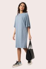 ORGANIC COTTON WAFFLE KNIT LOOSE DRESS with Ash Grey