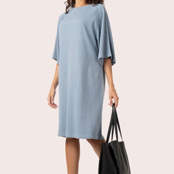 ORGANIC COTTON WAFFLE KNIT LOOSE DRESS with Ash Grey