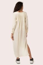 Woven, Muslin, Organic, Long Dress with Beige Color - Image 2