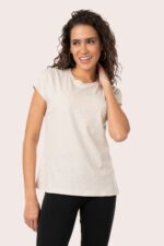 LINEN JERSEY TOP with Natural Color - Image 2