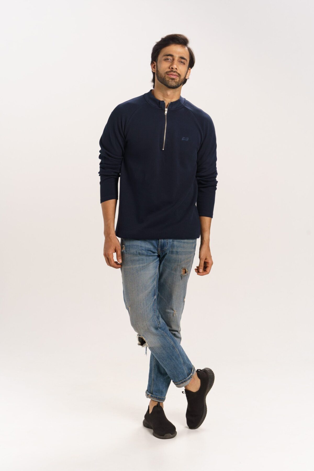ORGANIC COTTON RAGLAN ZIPPER SWEATER - Image 1