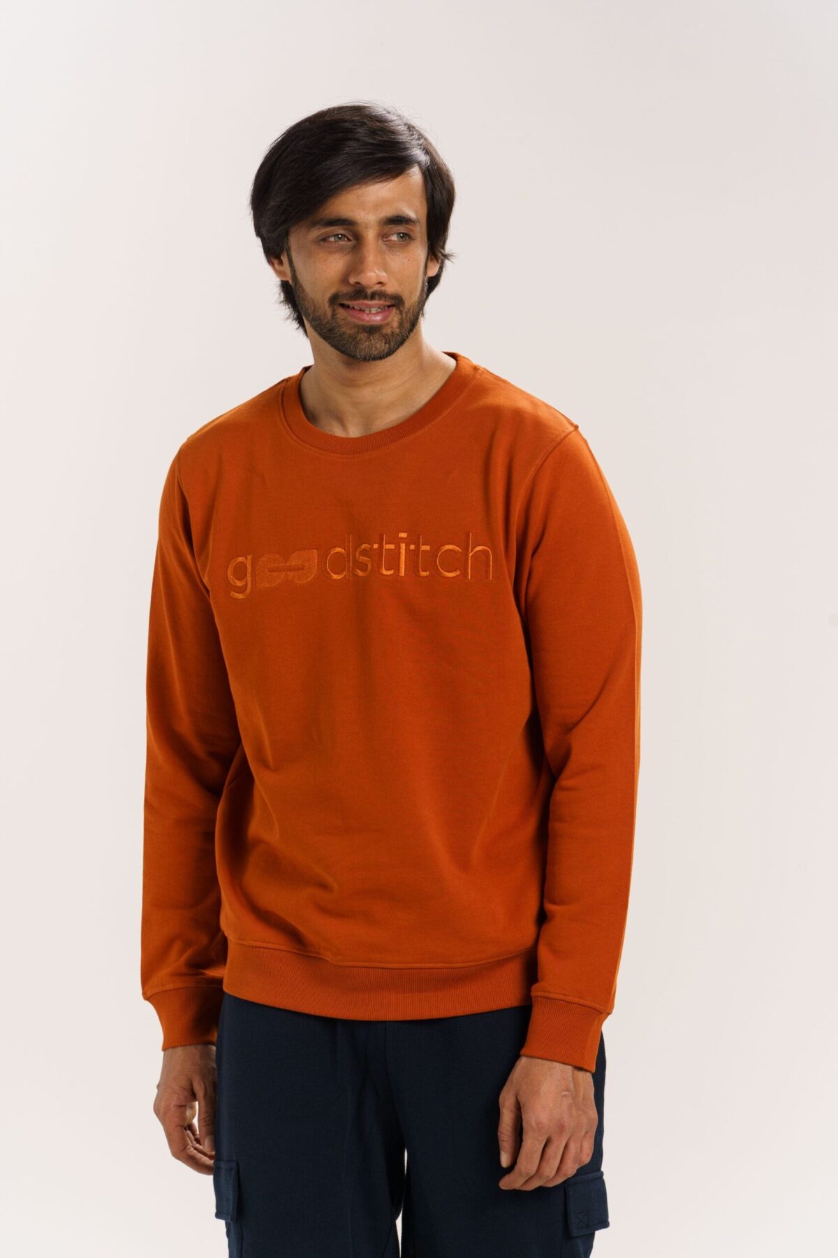BCI Cotton Embroidered Sweat Shirt Rusty Orange - Image 5