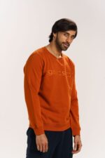BCI Cotton Embroidered Sweat Shirt Rusty Orange - Image 3