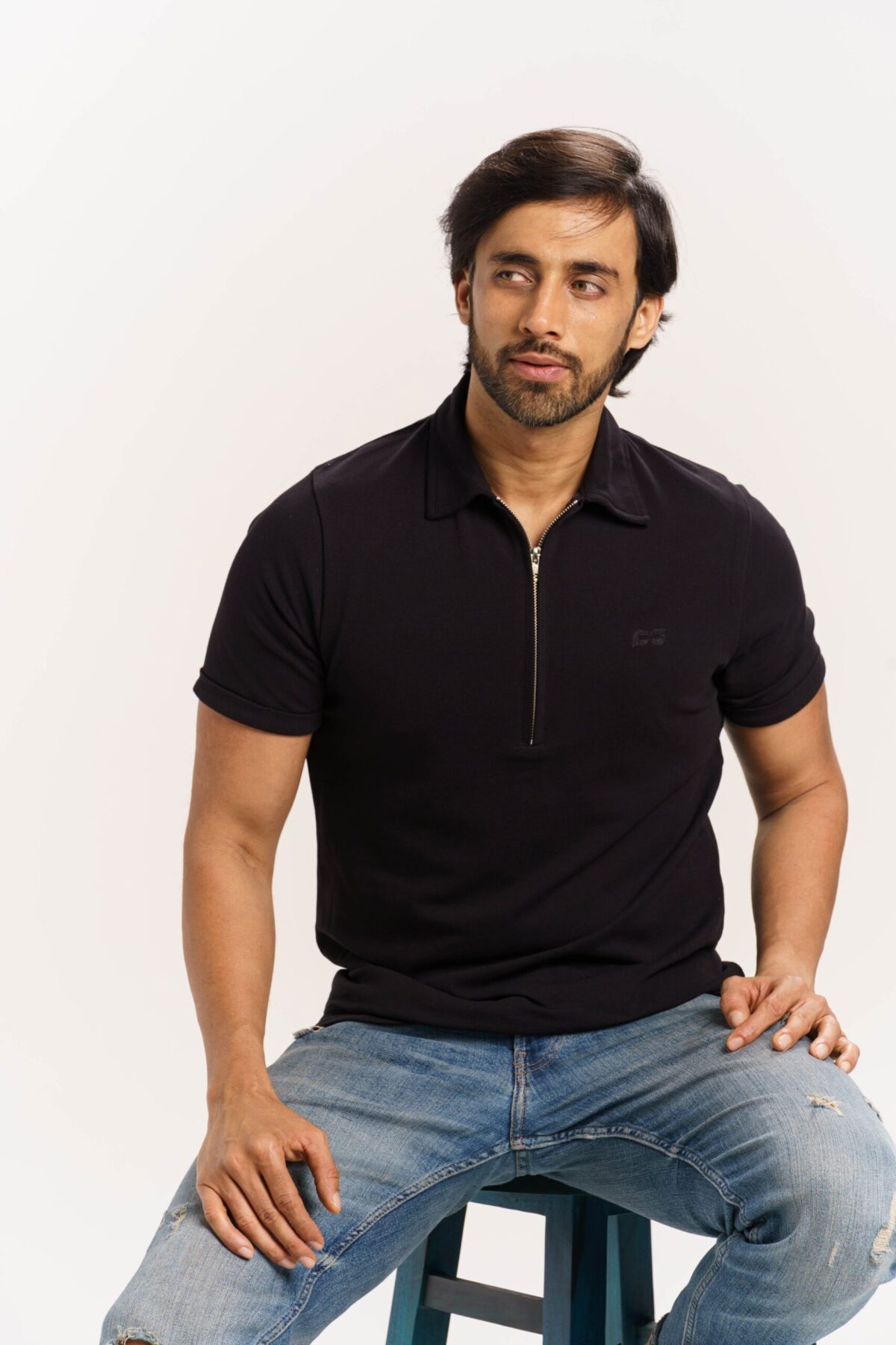 Organic Cotton Pique Zippered Collar T-Shirt - Image 4