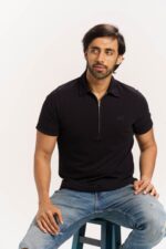 Organic Cotton Pique Zippered Collar T-Shirt - Image 4