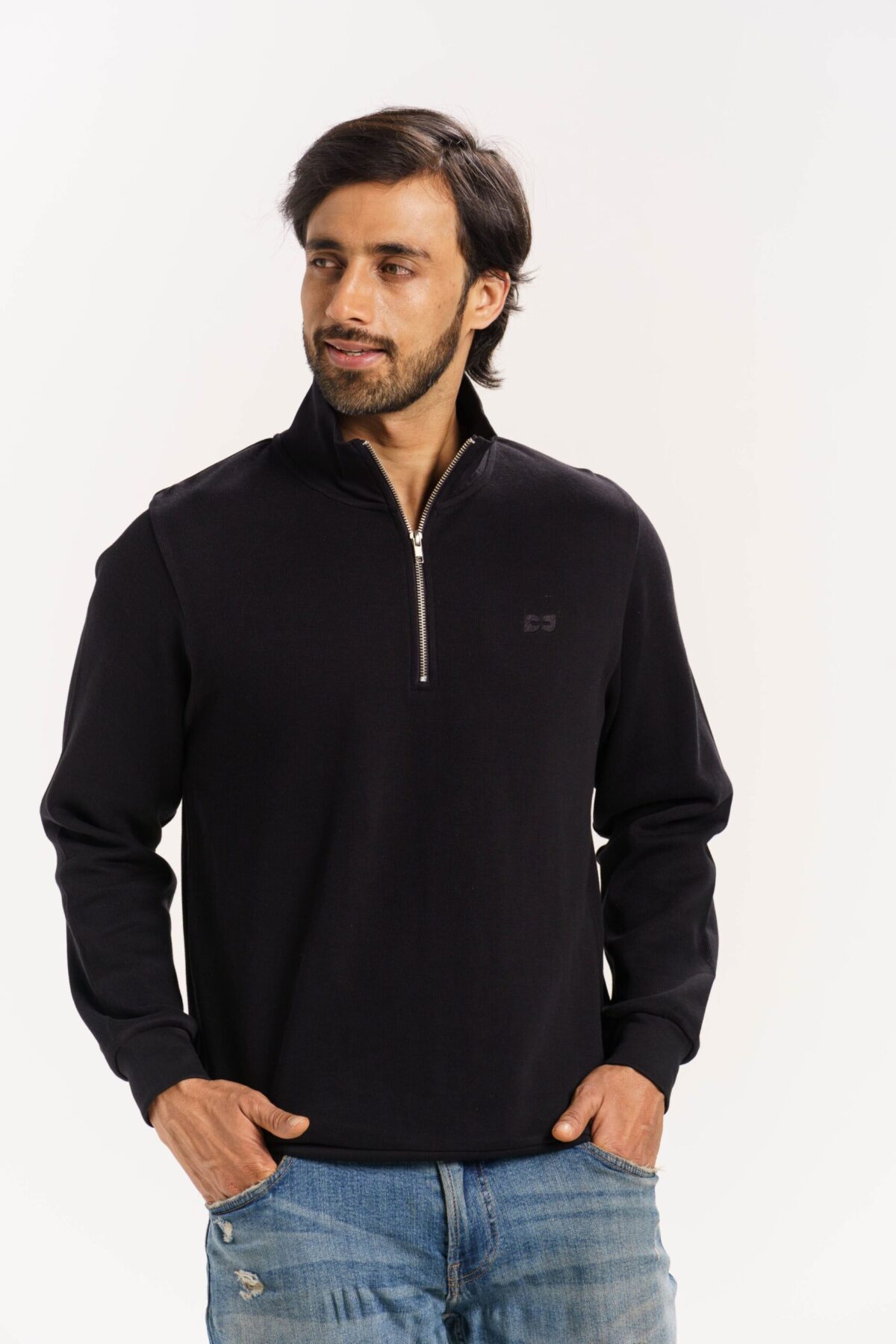 ORGANIC COTTON ZIPPERED HEAVY SWEATER - Image 2