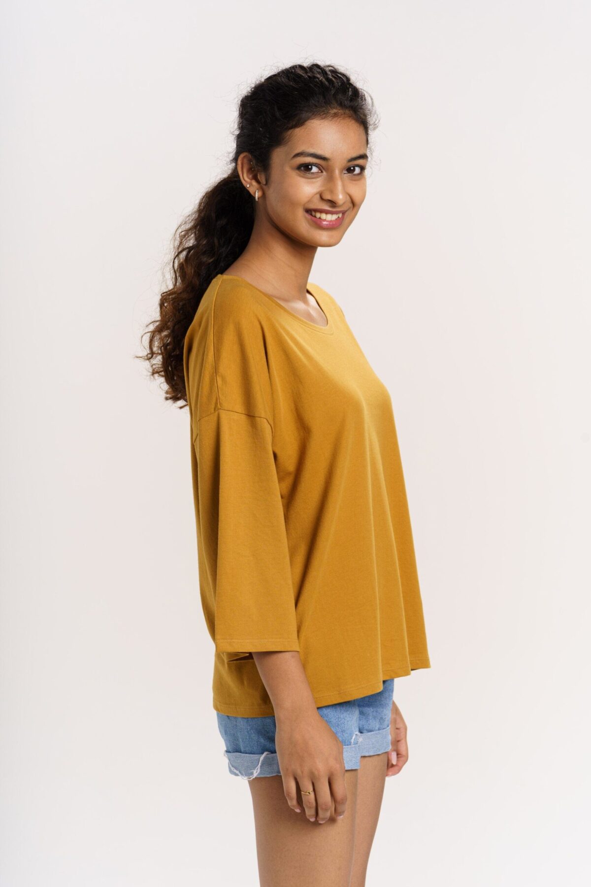 ORGANIC COTTON CROPPED T-SHIRT WITH Yellowish Orange COLOR - Image 5