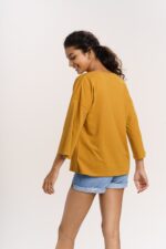 ORGANIC COTTON CROPPED T-SHIRT WITH Yellowish Orange COLOR - Image 2