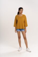 ORGANIC COTTON CROPPED T-SHIRT WITH Yellowish Orange COLOR