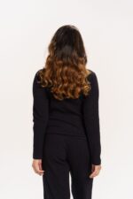 SUPIMA RIB LONGSLEEVE TOP WITH BLACK COLOR - Image 2