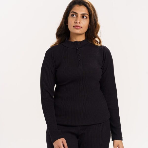 SUPIMA RIB LONGSLEEVE TOP WITH BLACK COLOR