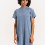 Terry Knit T shirt Dress With Ash Grey Color
