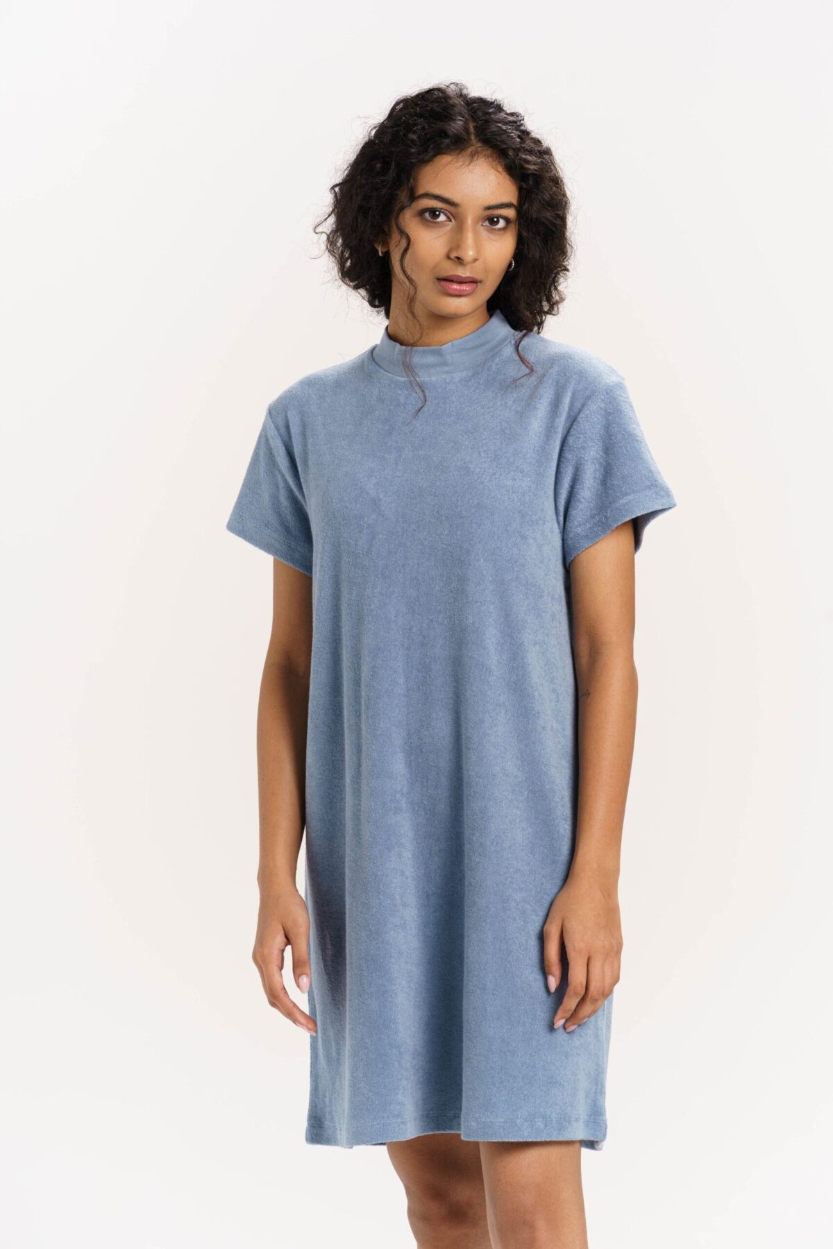 Terry Knit T shirt Dress With Ash Grey Color - Image 1