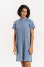 Terry Knit T shirt Dress With Ash Grey Color