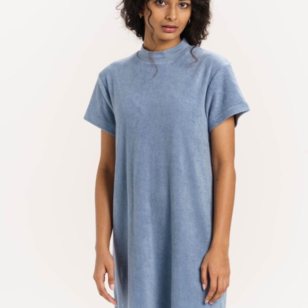 Terry Knit T shirt Dress With Ash Grey Color