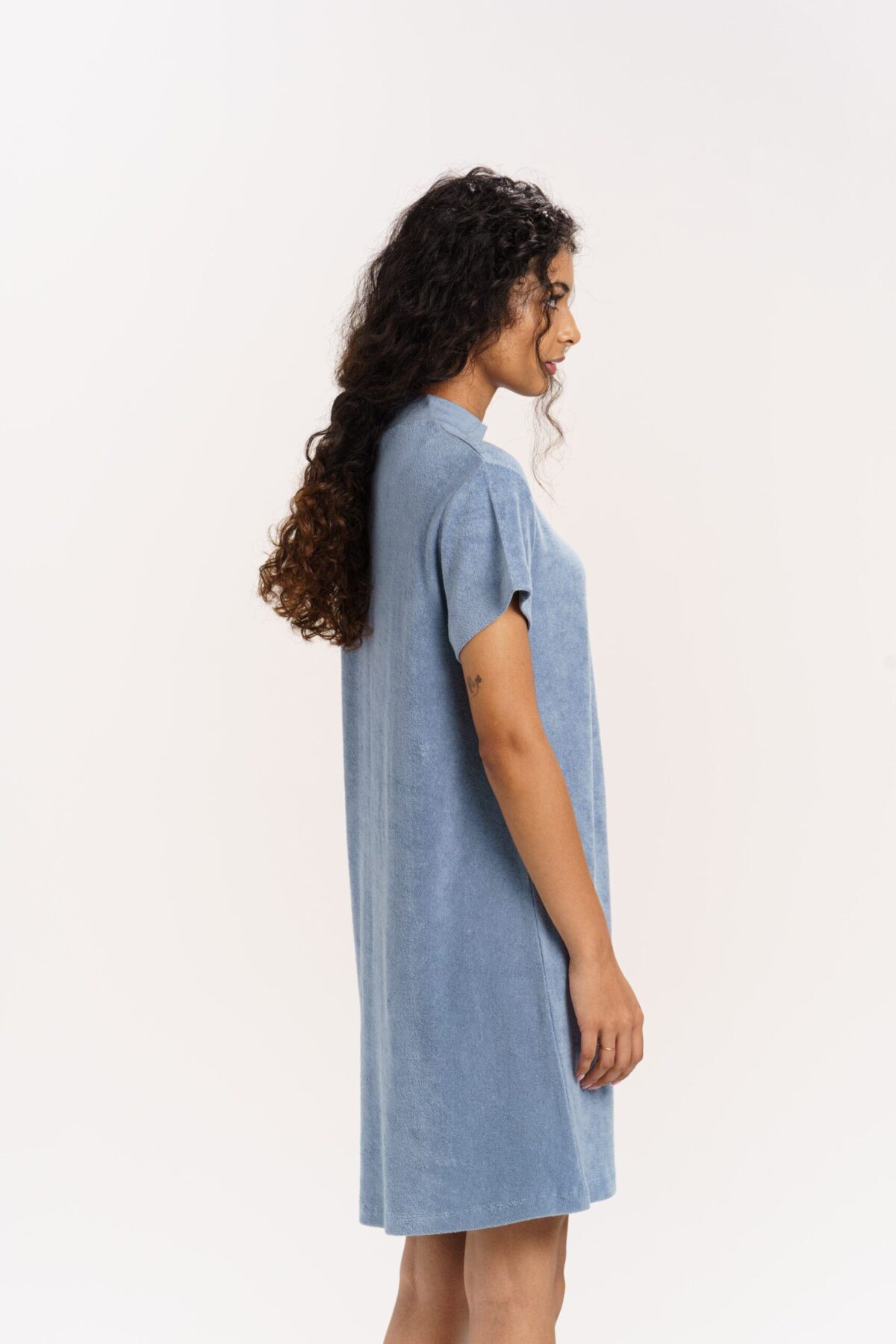 Terry Knit T shirt Dress With Ash Grey Color - Image 3