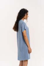 Terry Knit T shirt Dress With Ash Grey Color - Image 3
