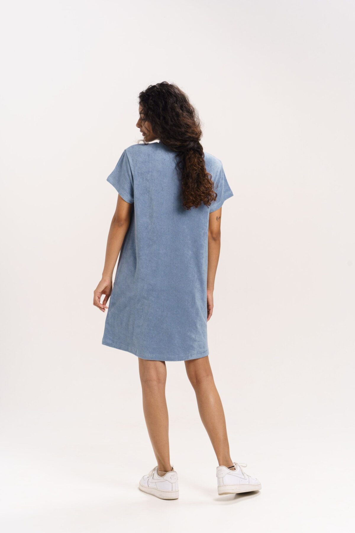 Terry Knit T shirt Dress With Ash Grey Color - Image 2