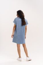 Terry Knit T shirt Dress With Ash Grey Color - Image 2